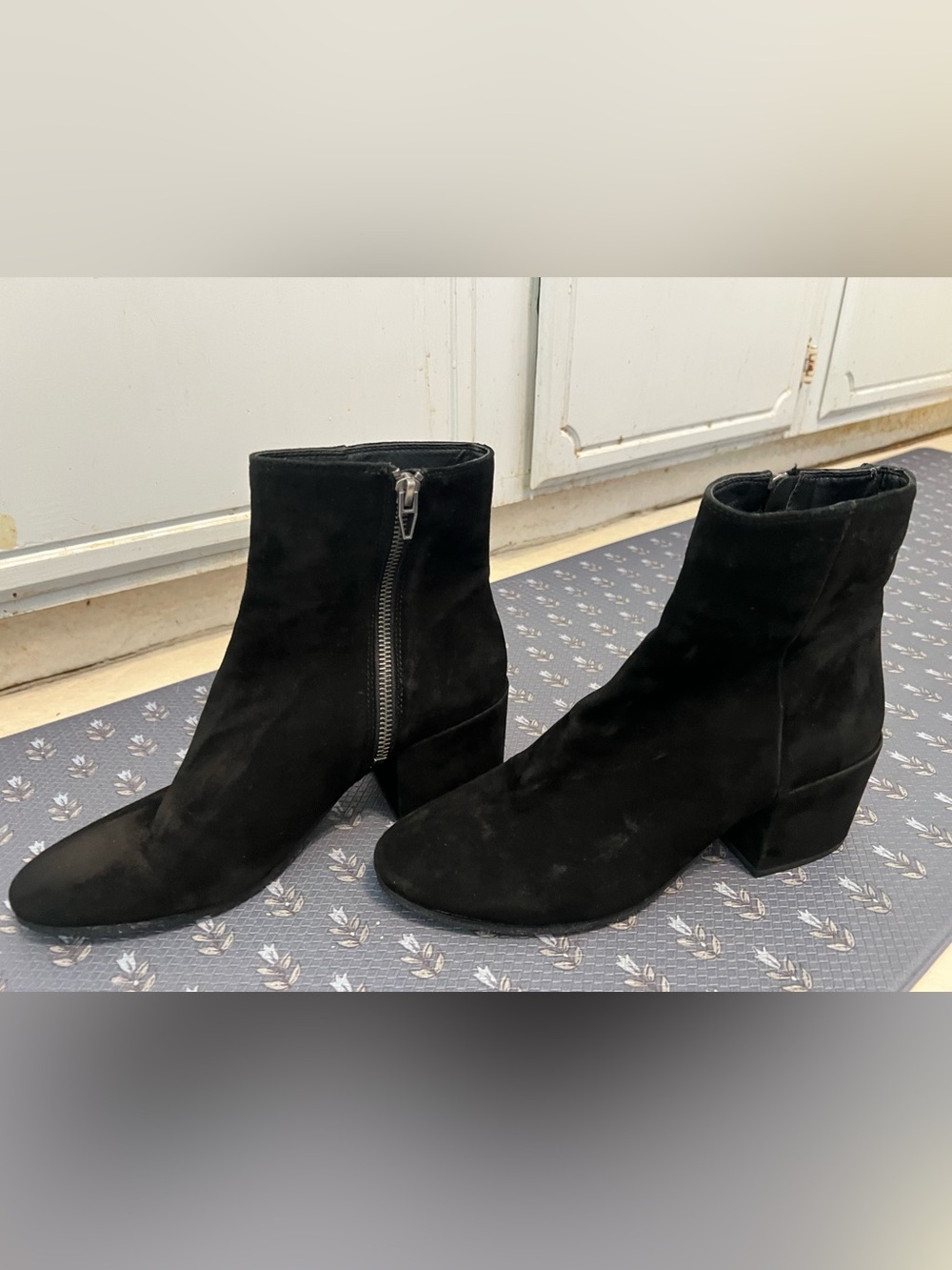 Dolce Vita Black Suede Ankle Boots with Block Heel